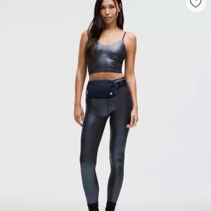 Lululemon Shine leggings in the radiate foil print black night color 10